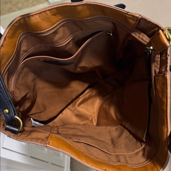 Vintage Fossil Camilla Convertible Backpack /Tote Cow Hide Leather Camel Brown - Picture 7 of 12